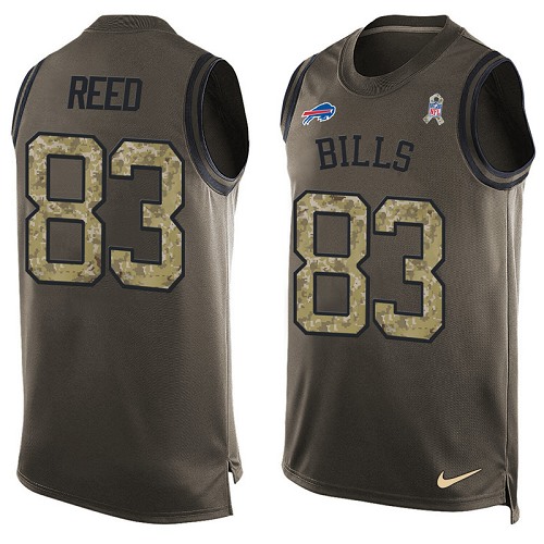 Men's Limited Andre Reed Nike Jersey Green - #83 Salute to Service Tank Top NFL Buffalo Bills